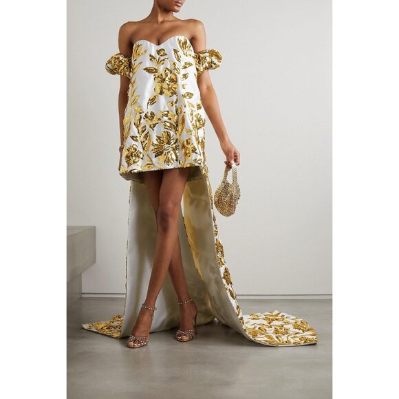 Markarian Esmee Dresses & Skirts - Markarian Esmee Off The Shoulder Sequin Embellished Duchesse Satin Dress Gol NWT